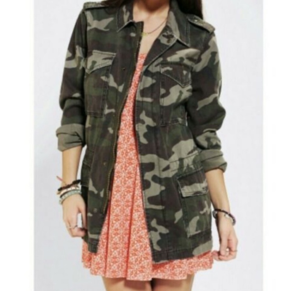 Ecote Military Style Oversized Jacket In Camouflage Size Large